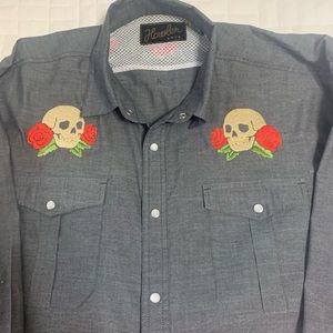 XL Men's Howler Bros Skull and roses collectible goucho shirt